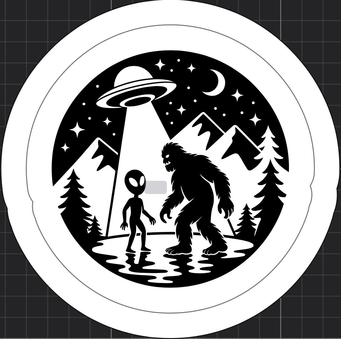 Alien & Bigfoot Sticker