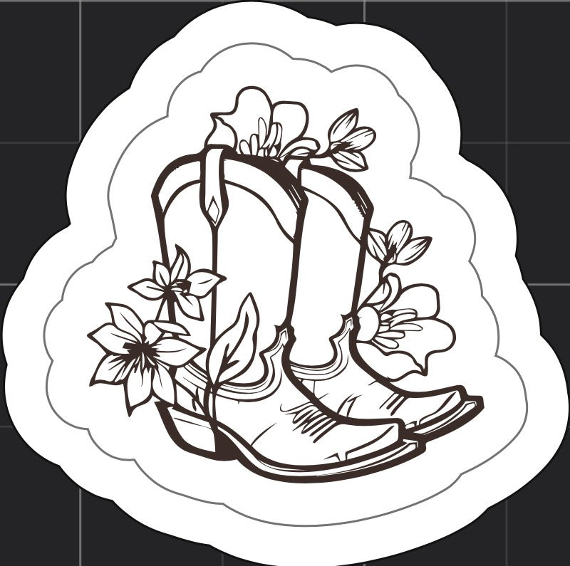 Floral Cowboy Boots Sticker